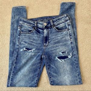 American Eagle High-Rise Patched Jeggings Sz 6 X-Long